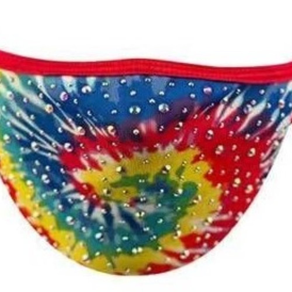 TIE DYE RHINESTONE FACE MASKS